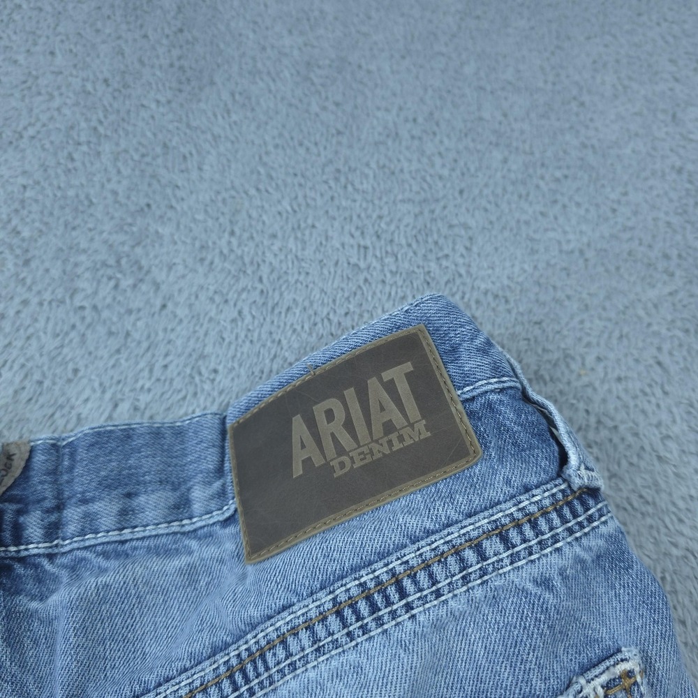 Ariat M4 Coltrane Jeans Mens 32x32 Light Blue Wash Bootcut Distressed - Picture 9 of 16